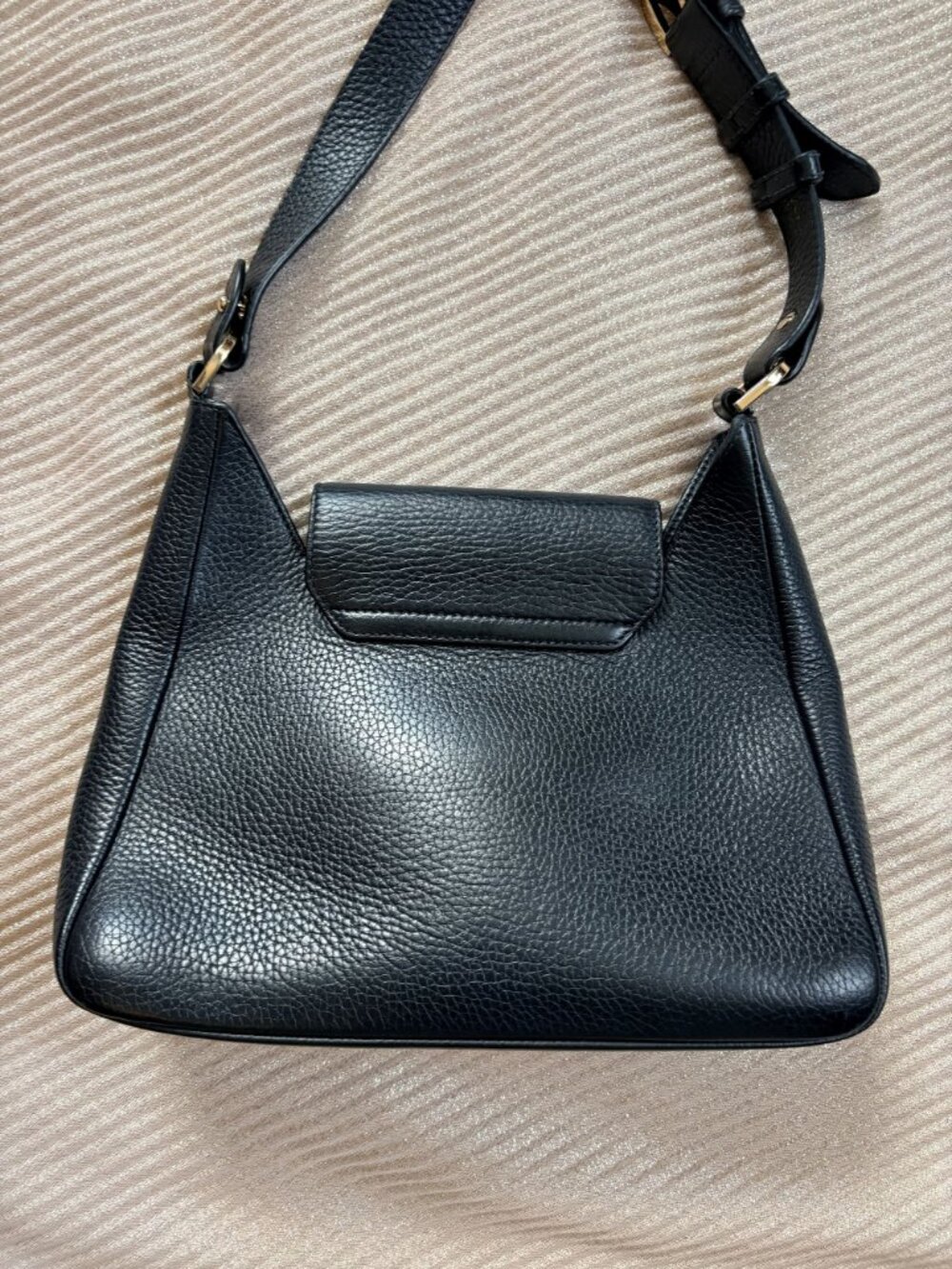 Strathberry Multrees Flap Leather Hobo Bag Black Leather - Picture 5 of 7